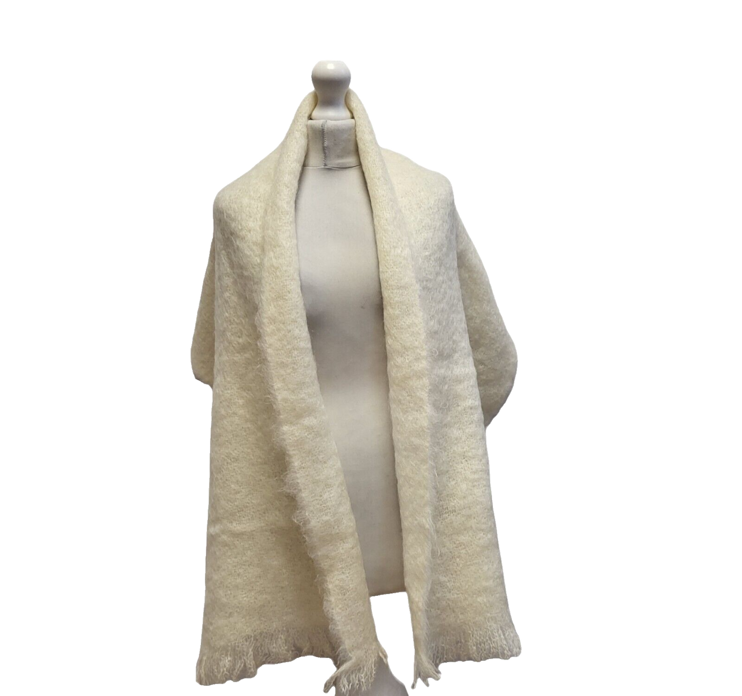 Glen Cree Vintage 80s  Cream Mohair Rectangle Scarf Uk Women's 60'' X 18''