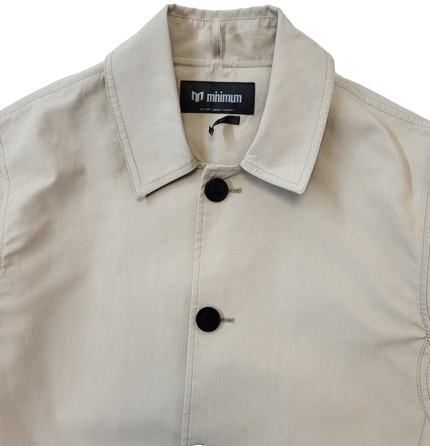 Minimum Aarhus Beige Button-Up Trench Coat Men's Size Small Eu 46