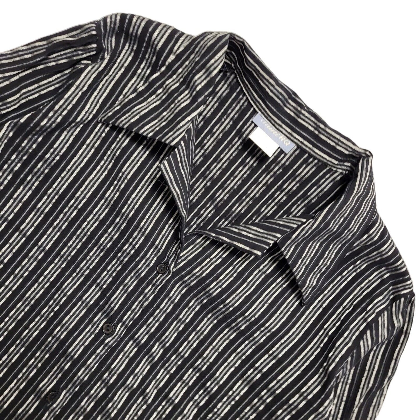 Santi RQ Vintage 80's Black & Silver Striped 3/4 Sleeve Shirt Womens UK 18