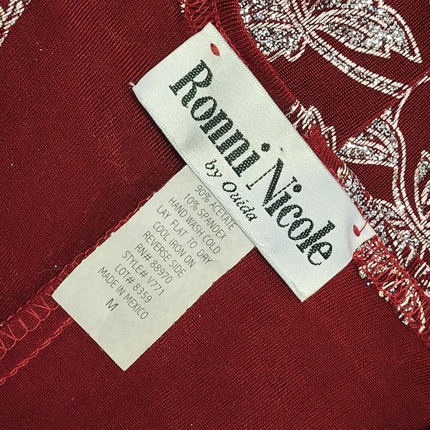 Ronnie Nicole Vintage 90's Red Sleeveless Leaf Print Glitter Top Womens UK M