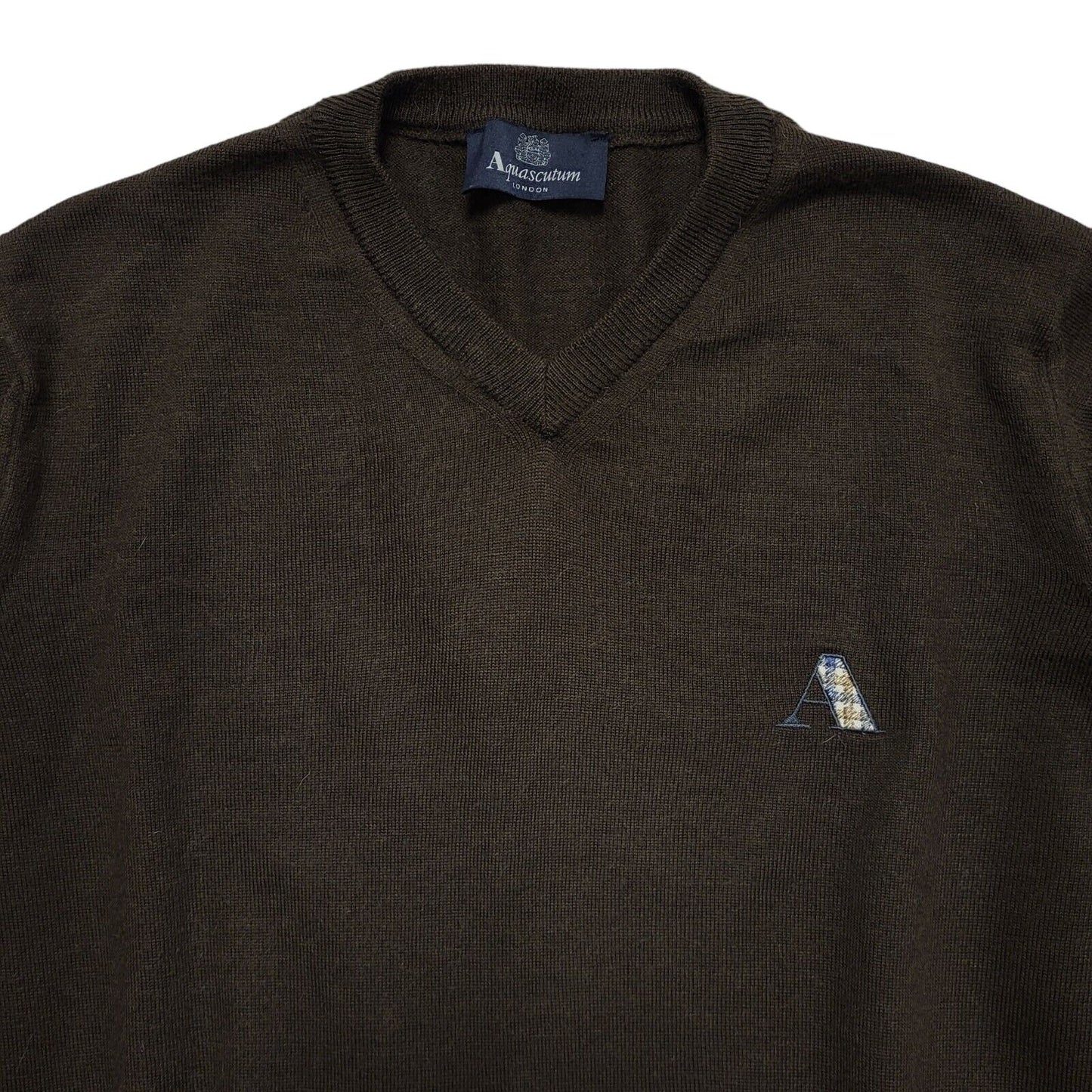 Aquascutum Brown Y2k Wool Blend Jumper Uk Men's Size Small