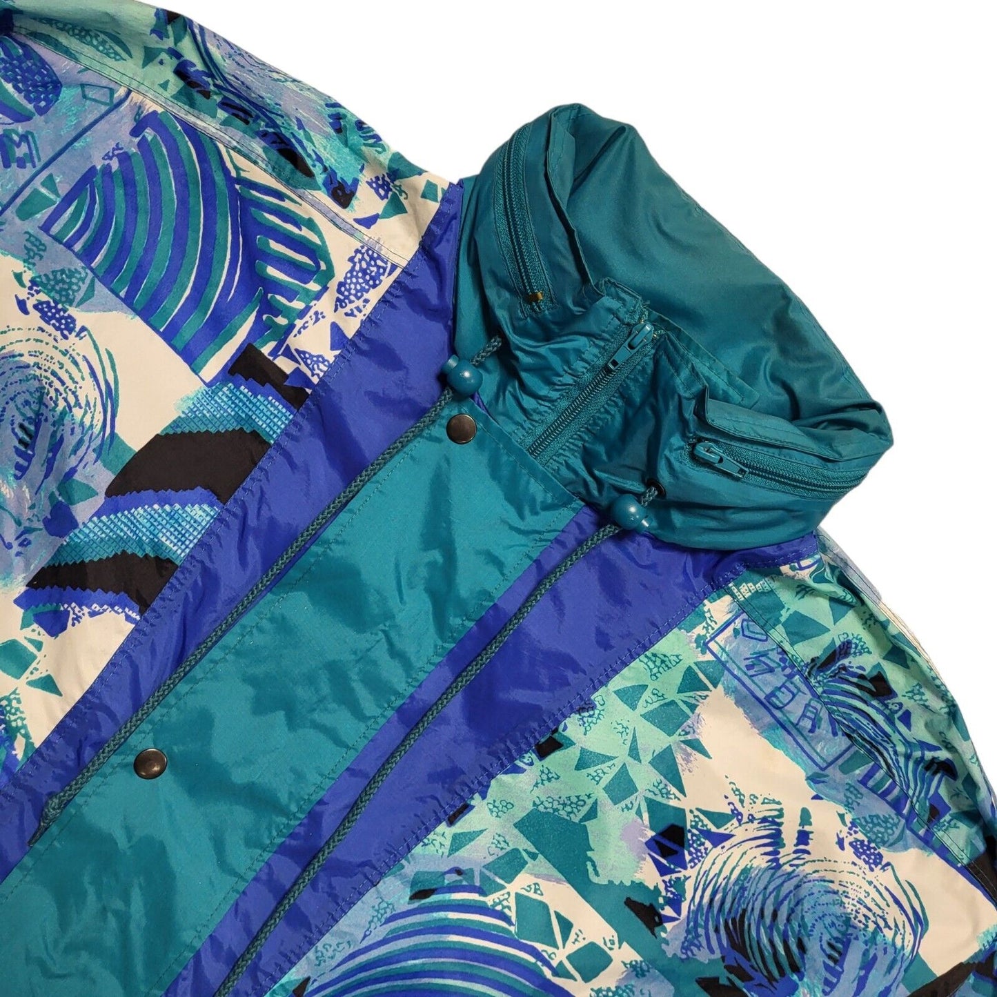 90s Vintage Blue White Abstract Retro Jacket Uk Men's Size XLarge