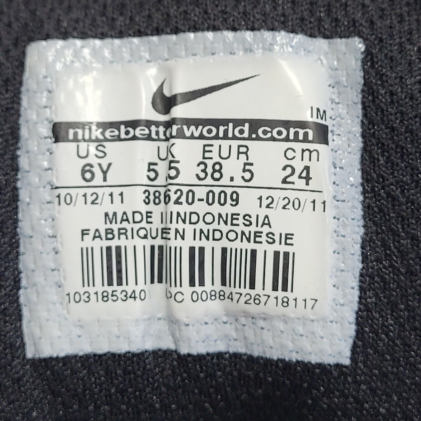 Nike Black Grey Mid Top Leather Casual Trainers Uk Kid's Size 5.5