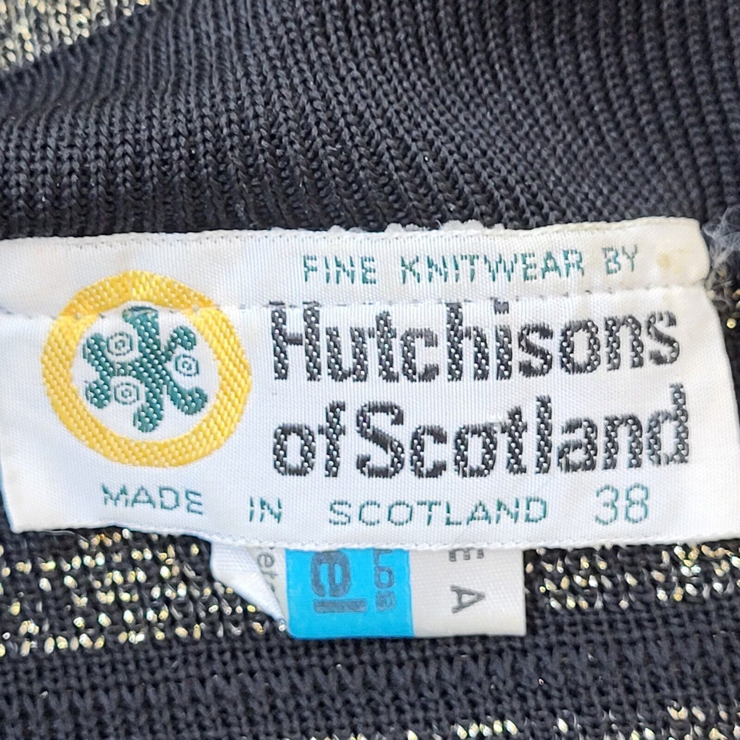 70s Vintage Hutchisons Black & Gold Roll Neck Jumper Women's Size M Eu 38