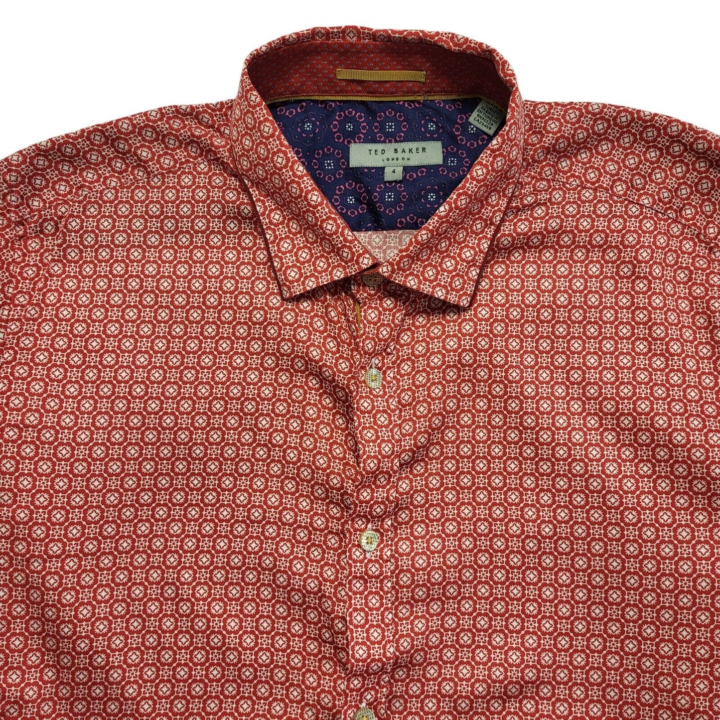 Ted Baker Y2K Red Geometric Long Sleeve Shirt Y2k Men's Size Medium