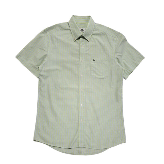 Lacoste Vintage 90's Green Blue Check Short Sleeve Shirt Men's UK L