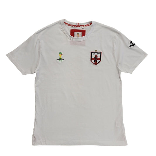 Fifa World Cup Brazil Vintage Y2k England White T-Shirt Uk Men's Size L