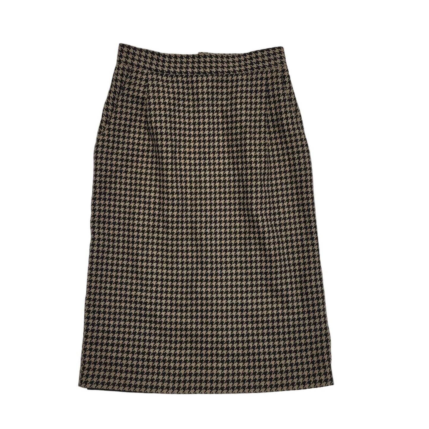 Pino Vintage 80's Brown & Black Houndstooth Straight Skirt Women's UK 6 W24
