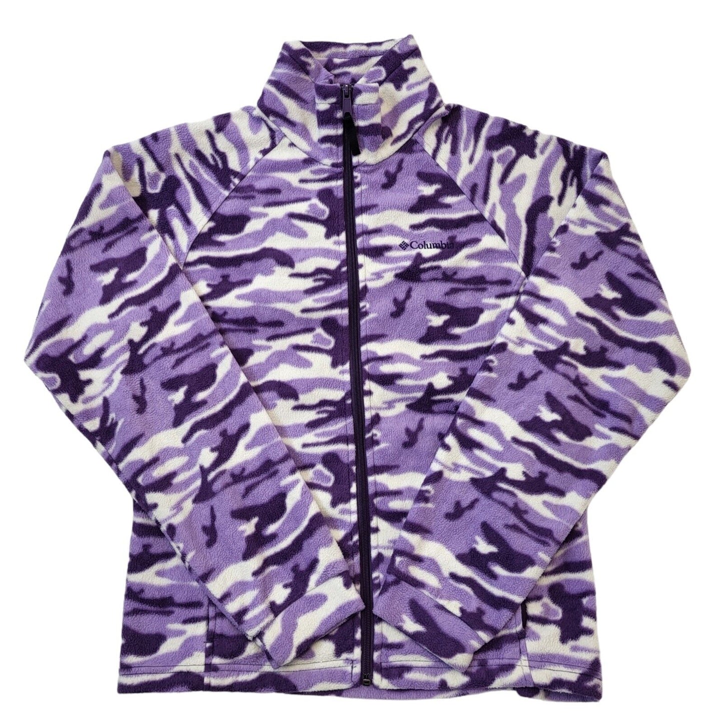 Columbia Purple Camo Zip Up Fleece Jacket Boy's/Girls Size XL