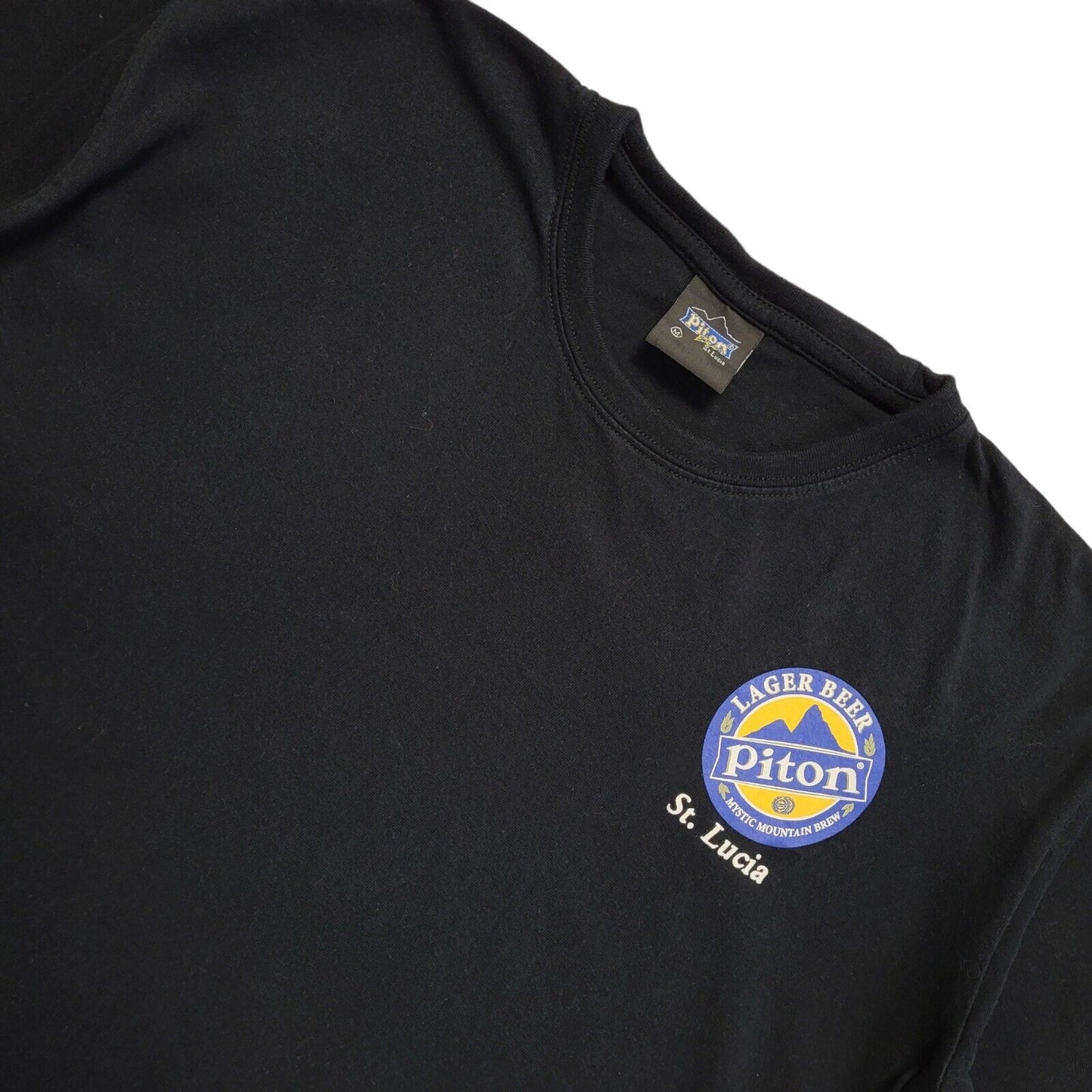 Piton Lager Beer St Lucia Black Vintage 90s T-Shirt Uk Men's Size Medium