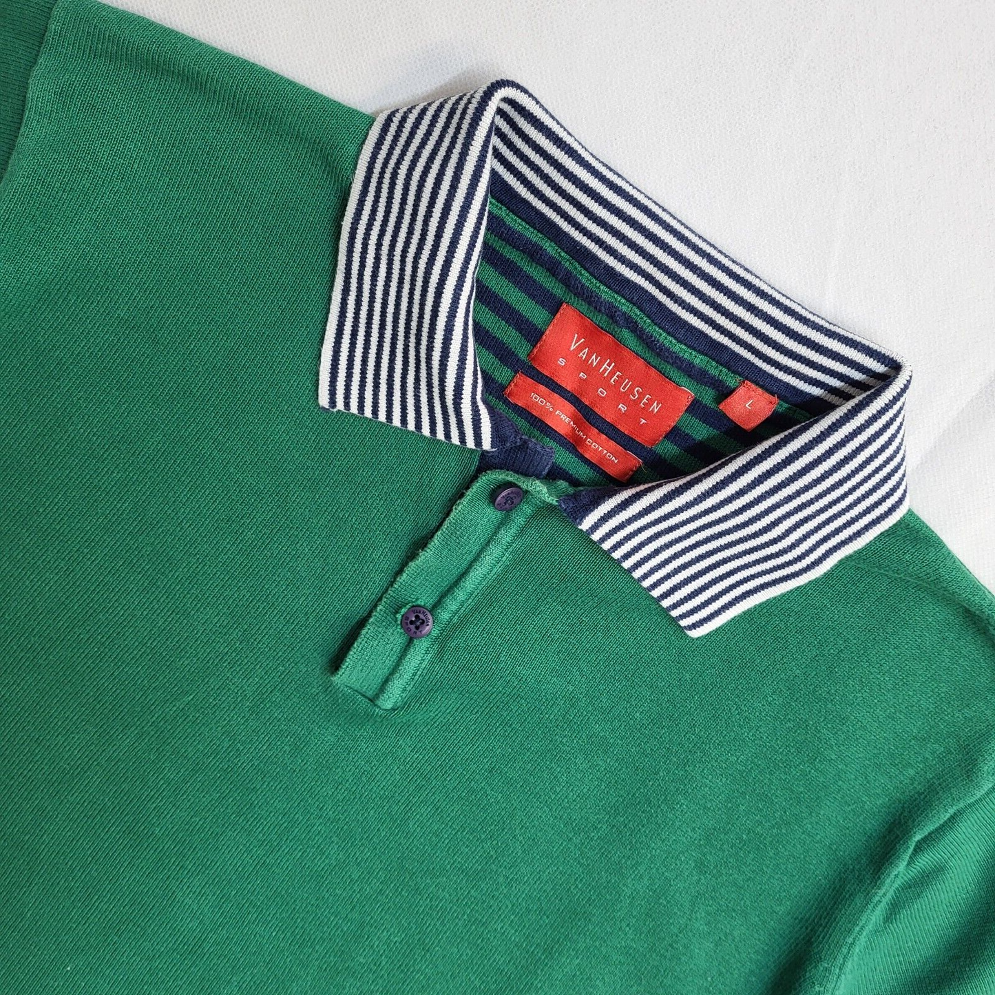Van Heuson Y2K Green Short Sleeve Polo Top Men's UK Size L
