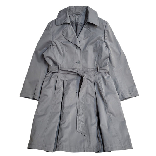 M&Co Grey Vintage Y2K Button & Belted Rain Coat Uk Women's Size 18