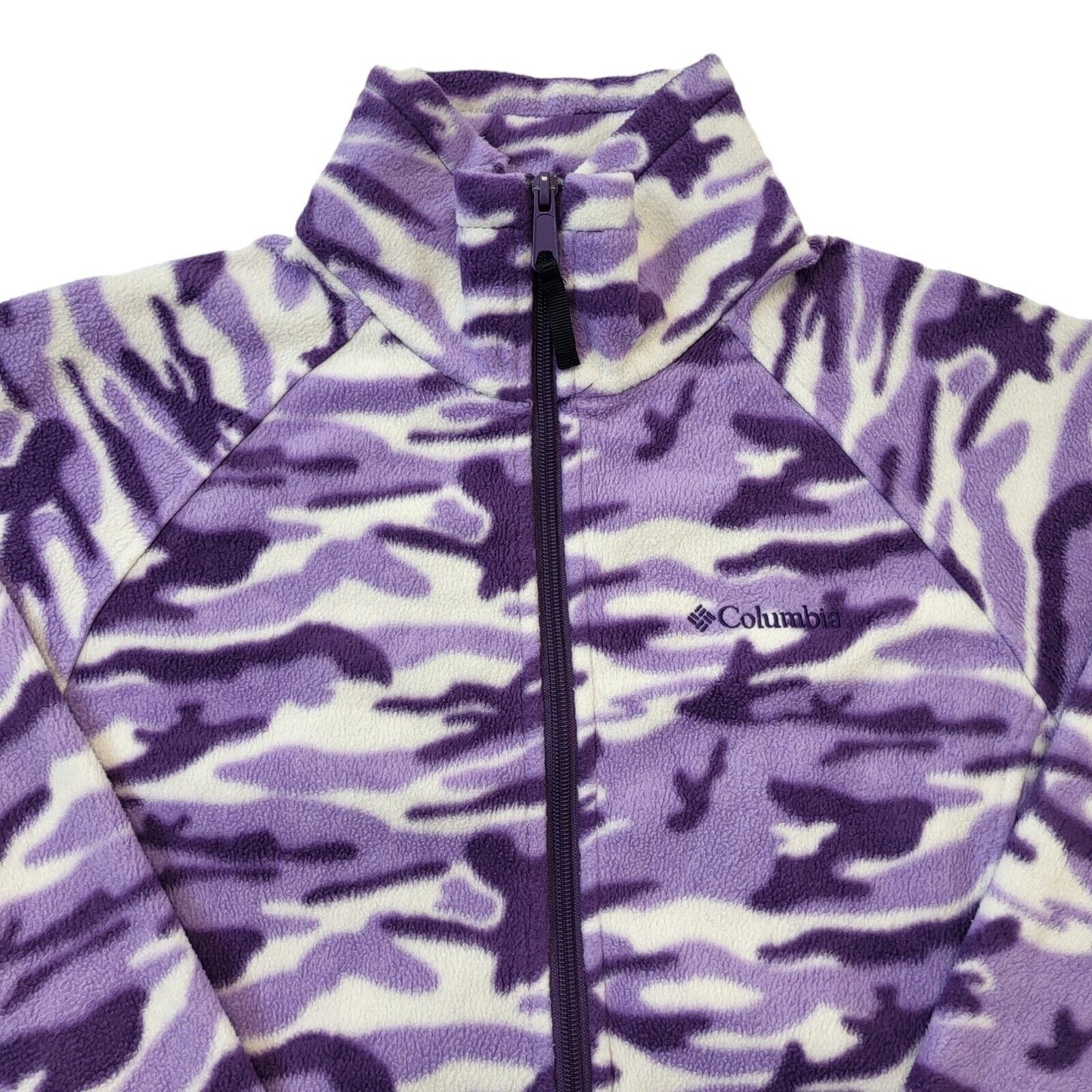 Columbia Purple Camo Zip Up Fleece Jacket Boy's/Girls Size XL