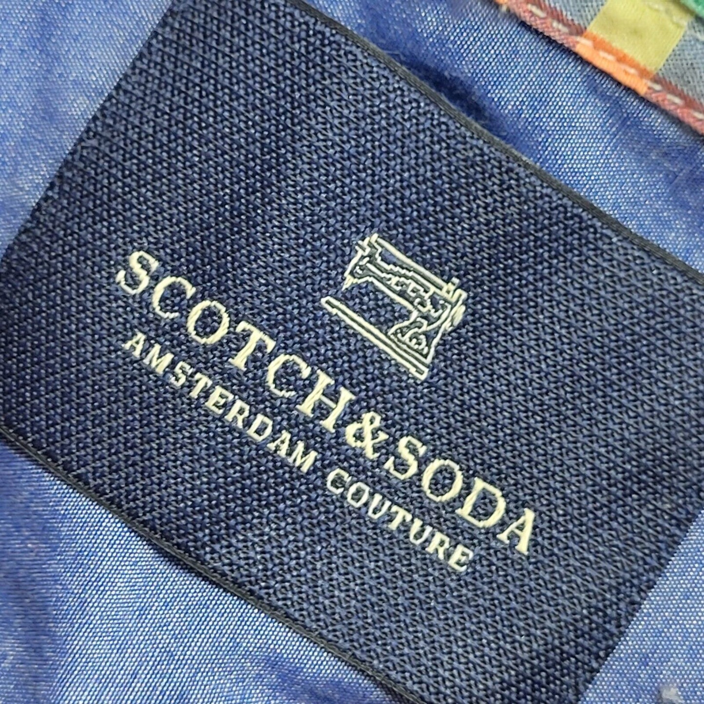 Scotch & Soda Vintage Y2K Pink Blue Check Long Sleeve Shirt Uk Men's Size S