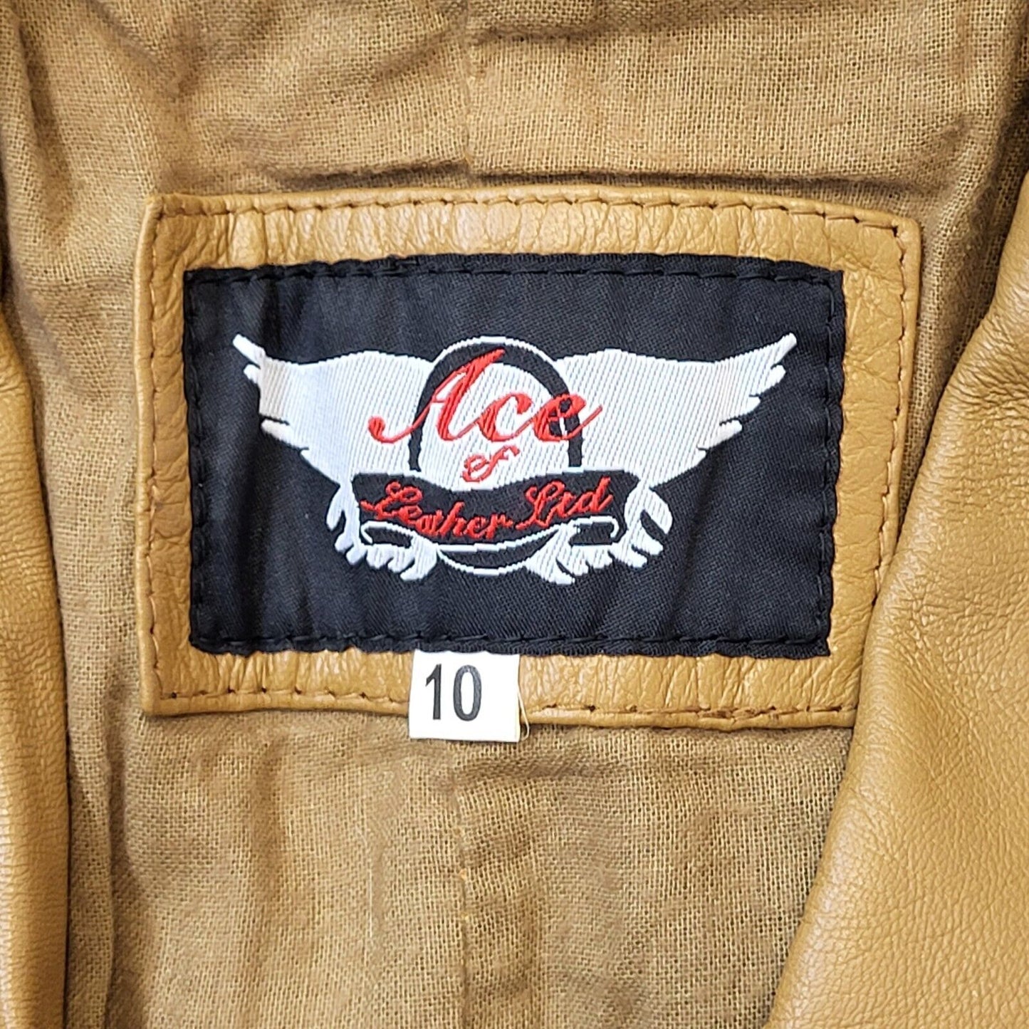 Ace Of Leather Y2K Light Brown Leather Button Up Jacket UK Women's Size 10