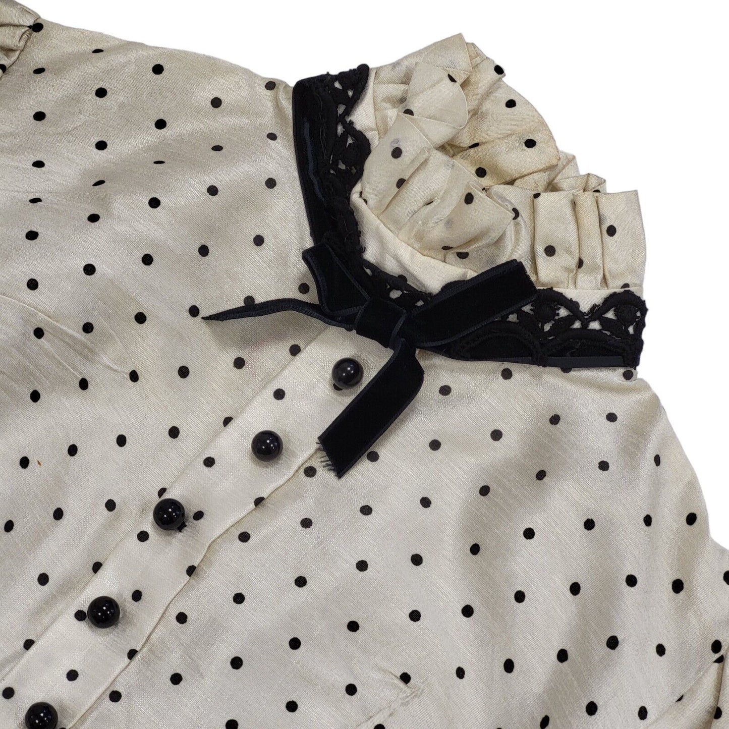 70s Vintage After Six Black Polka Dot Prairie Maxi Dress Women's 12