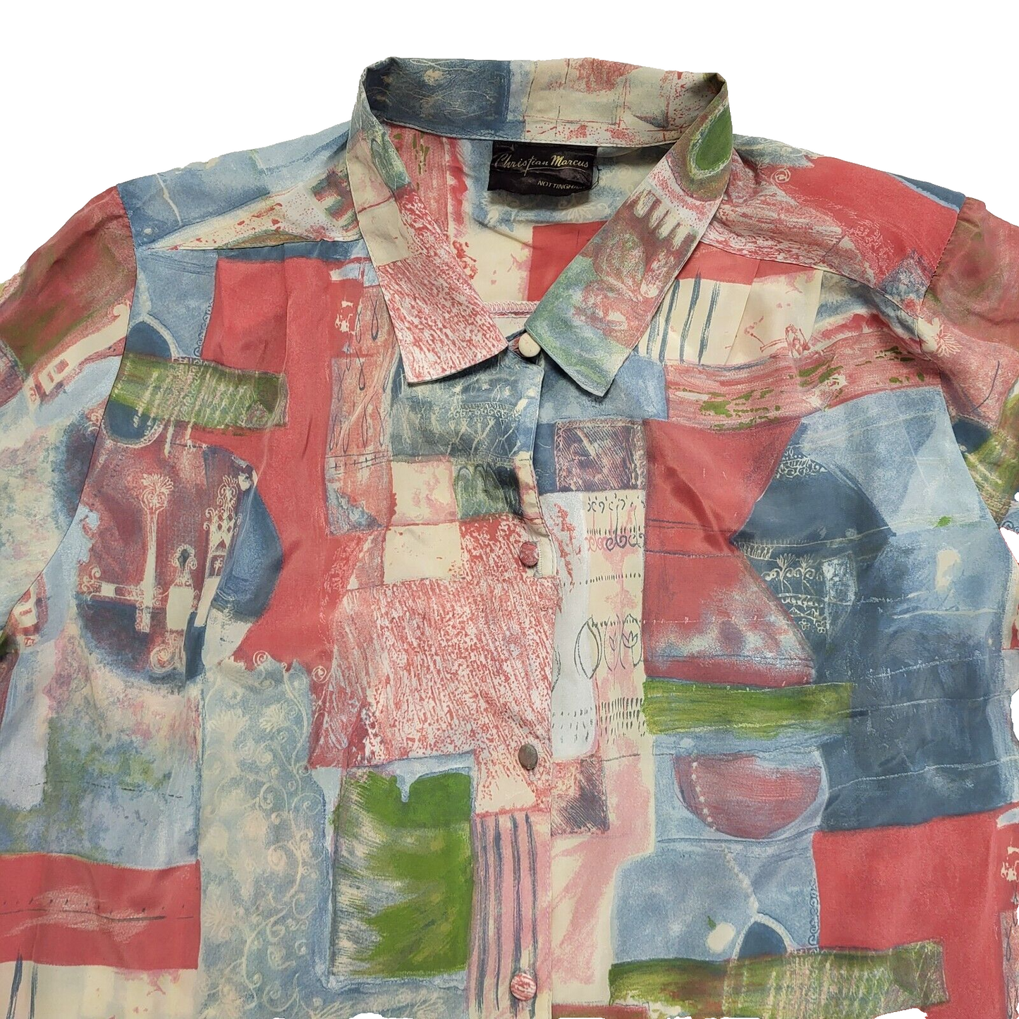 Christopher Marcus Vintage 90's Pink & Blue Retro Shirt Womens UK Size 14