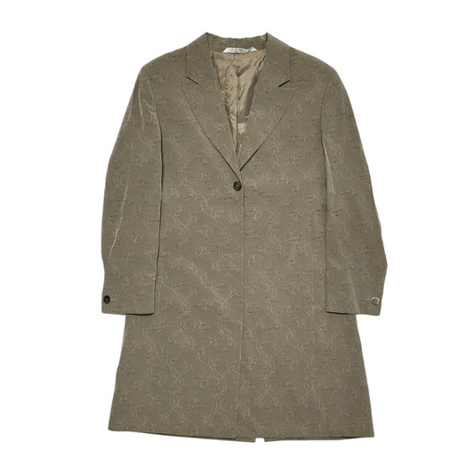 Marks & Spencer Vintage 80s Green Vine Pattern Over Coat Uk 16