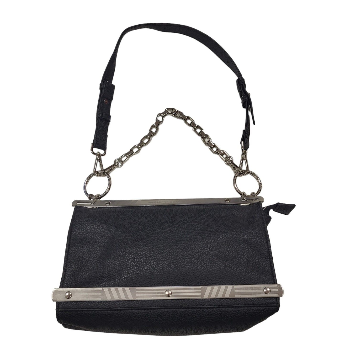 Maniere De Voir Vintage Black Leather Shoulder Bag Uk Women's Size  10" x 6"