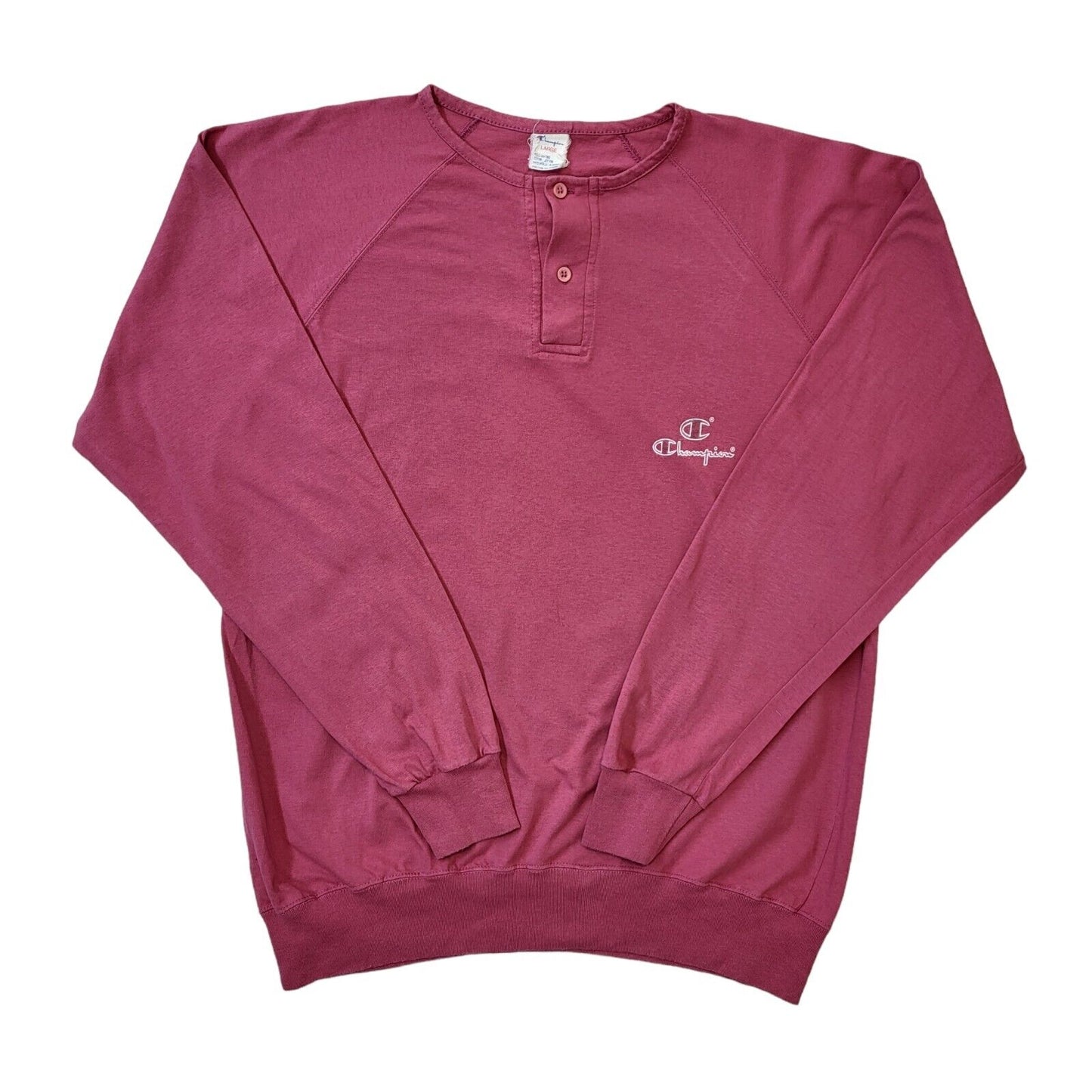90s Vintage Champion Pink 1/4 Button Sweatshirt Jumper Men's Size Large