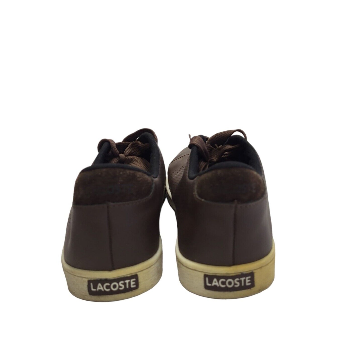 Lacoste Brown & White Lace-up Sports Casual Trainers Uk Men's Size 5