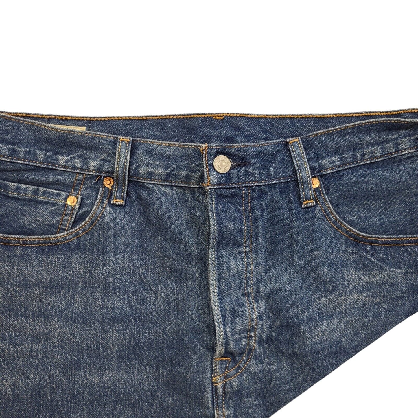 Levi's Vintage Y2K Denim A-Line 2 Tone Blue Short Denim Skirt Womens UK 14 W32