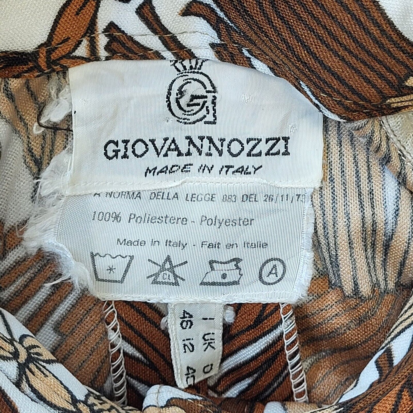 Giovannozzi 70s Vintage Brown & White Shirt Dress Women's Size 12
