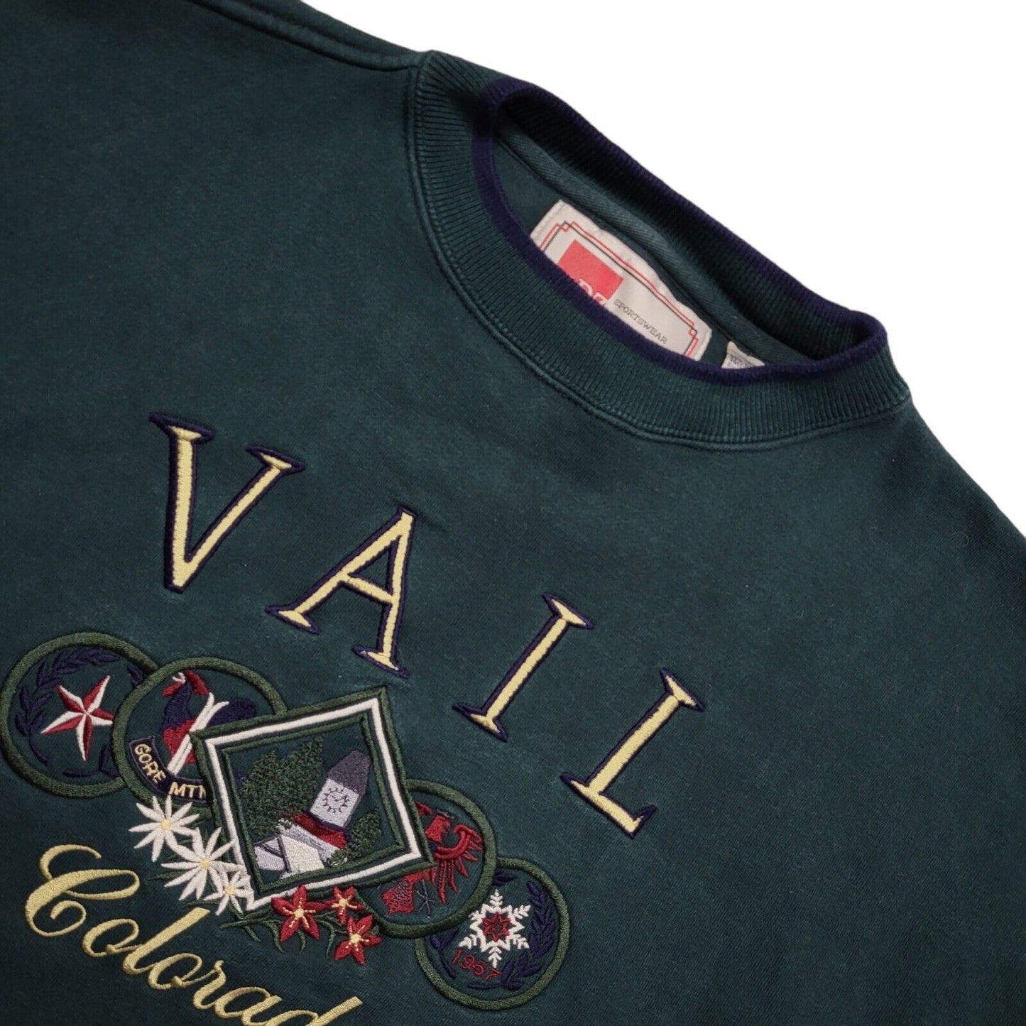 Vail 80s Vintage Green Round Neck Oversized Sweatshirt Uk Women's Size 20/22