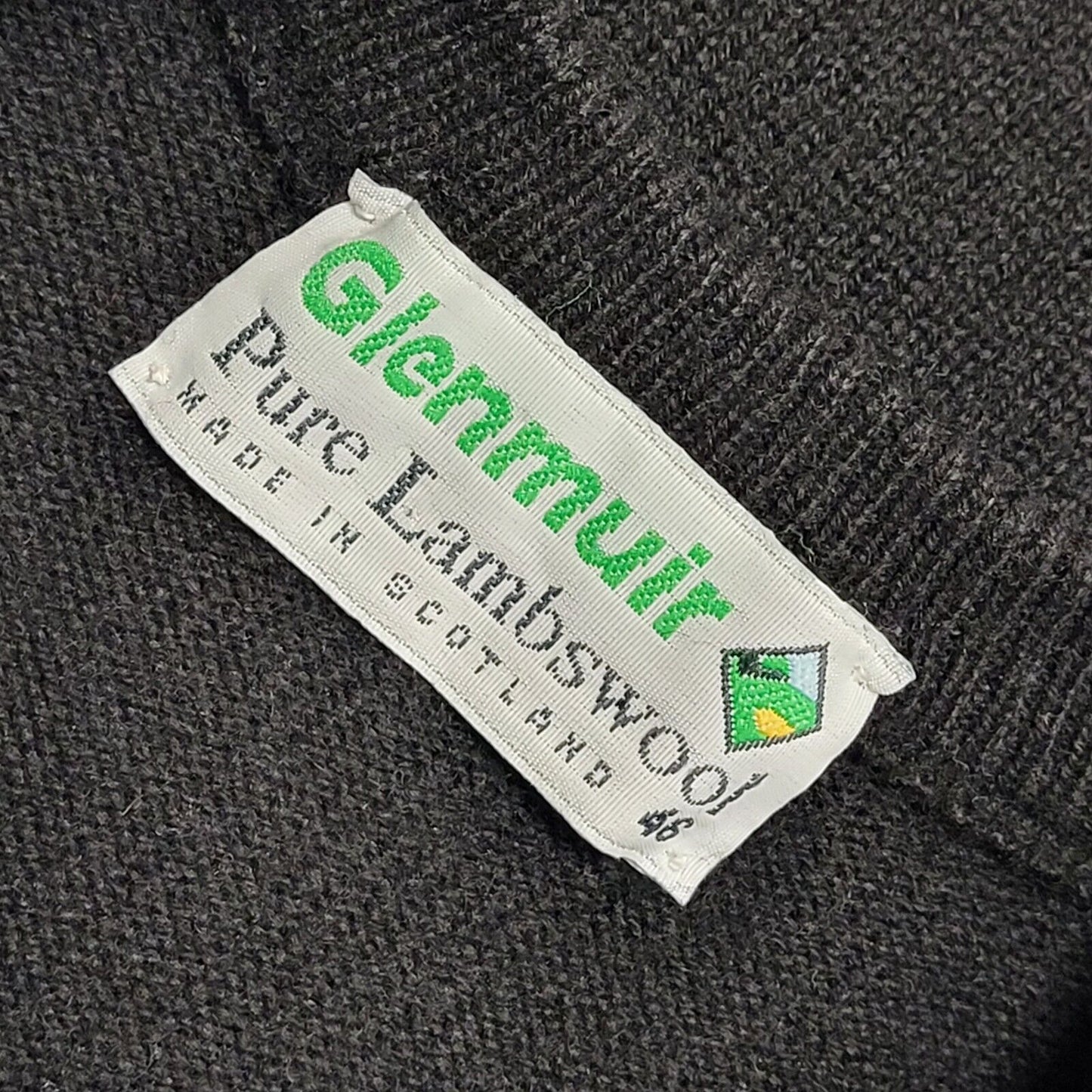 Glenmuir 90's Jumper Black Irish Stout Argyle V-Neck Long Sleeve Mens UK XL