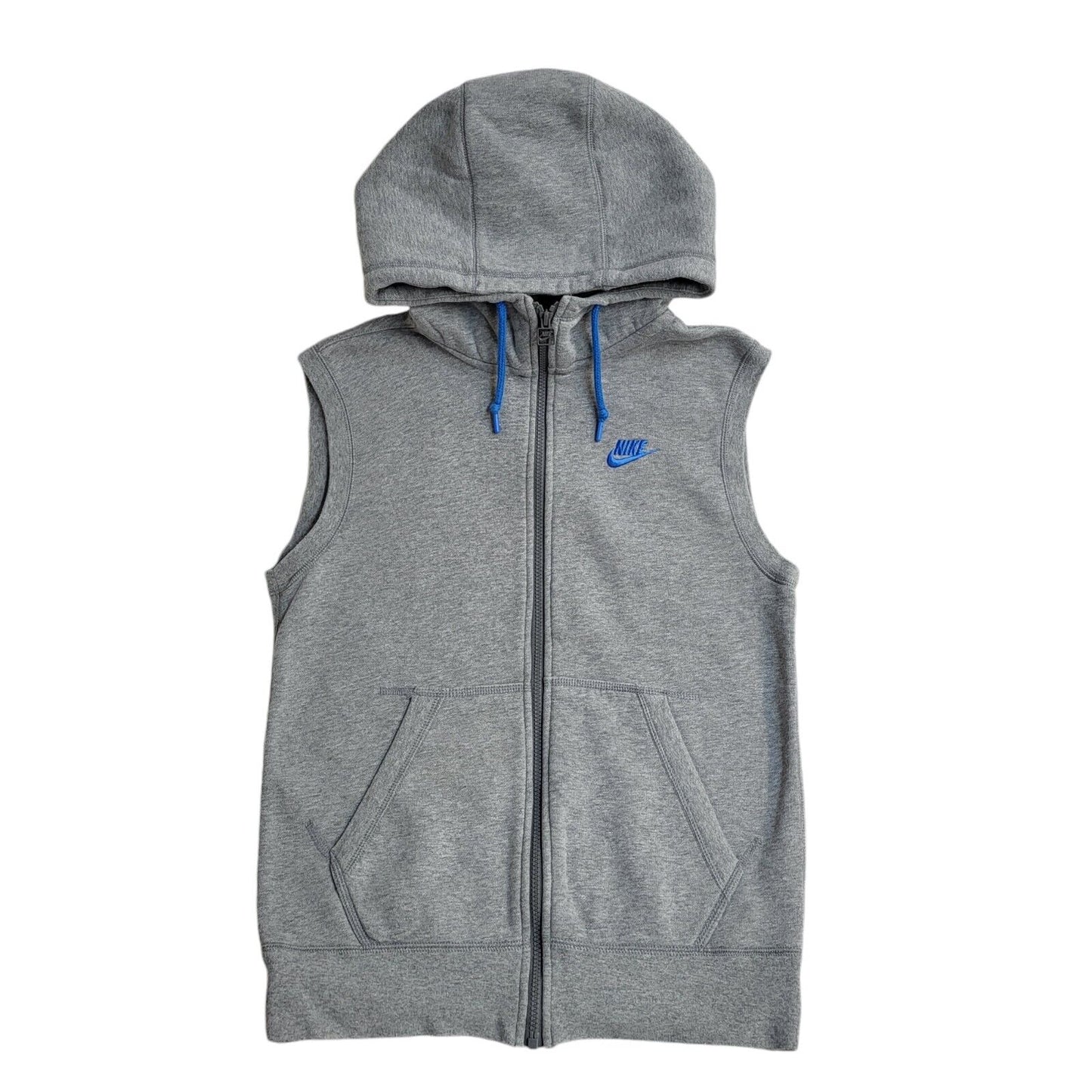 Nike Grey Y2k Sleeveless Sweatshirt Hoodie Uk Men's Size Small