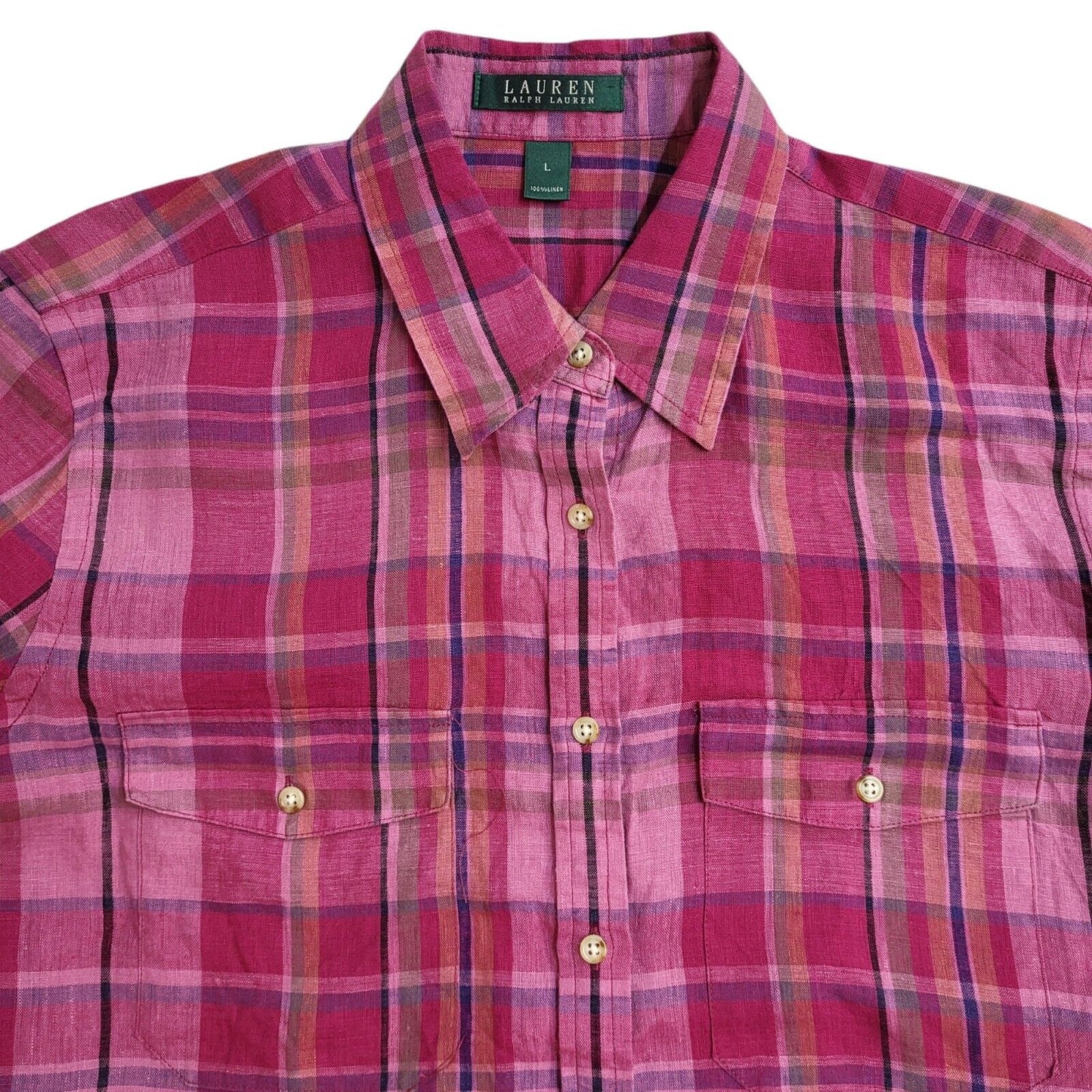 Ralph Lauren 90s Vintage Purple & Blue Check Button Shirt Uk Women's Size Large