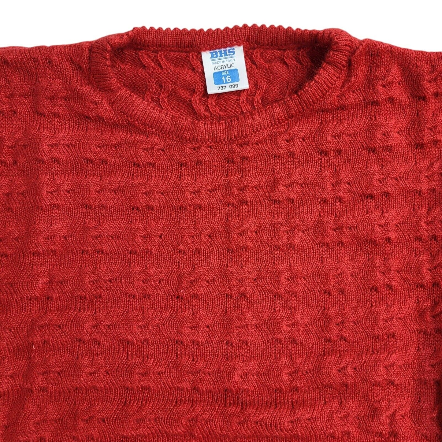 BHS Red Round Neck Vintage 90's Jumper UK Women's Size 16