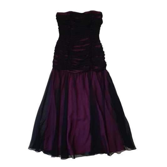 Next Vintage 90s Black & Pink Rouched Strapless Evening Dress Womens UK Size 12