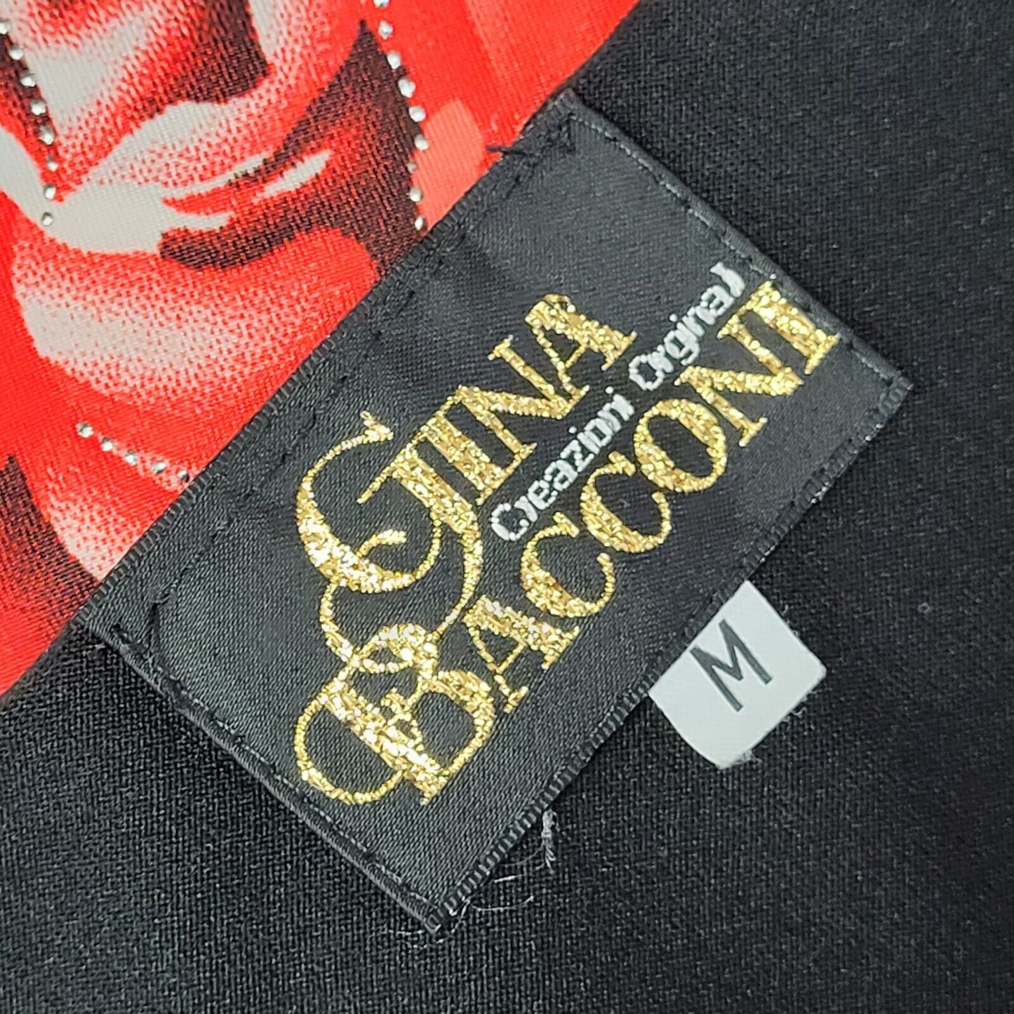 Gina Bacconi Vintage 90s Red Black Floral Sleeveless Dress Uk Women's Medium