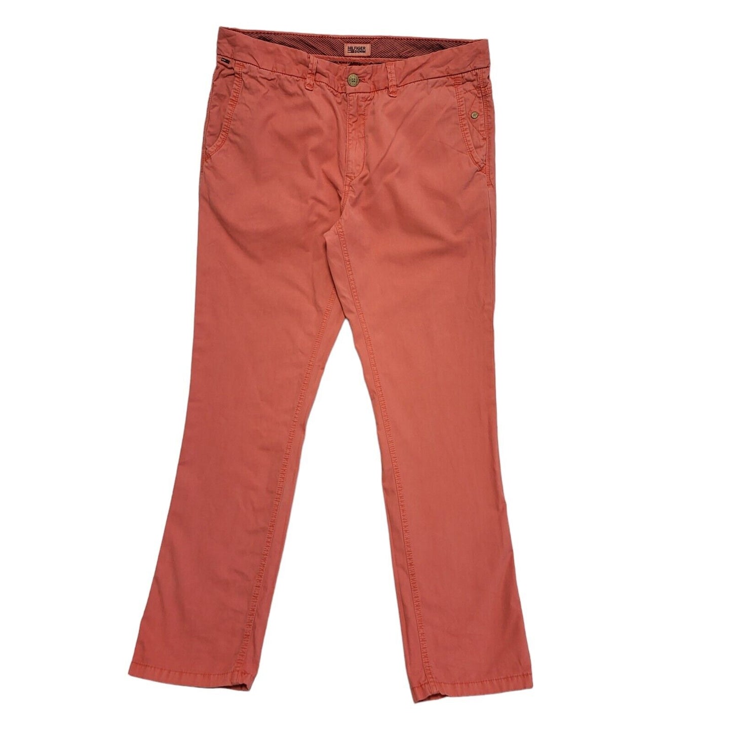 Hilfiger Denim Y2k Vintage Pink Straight Leg Chino Trousers Uk Men's XXL W38 L33