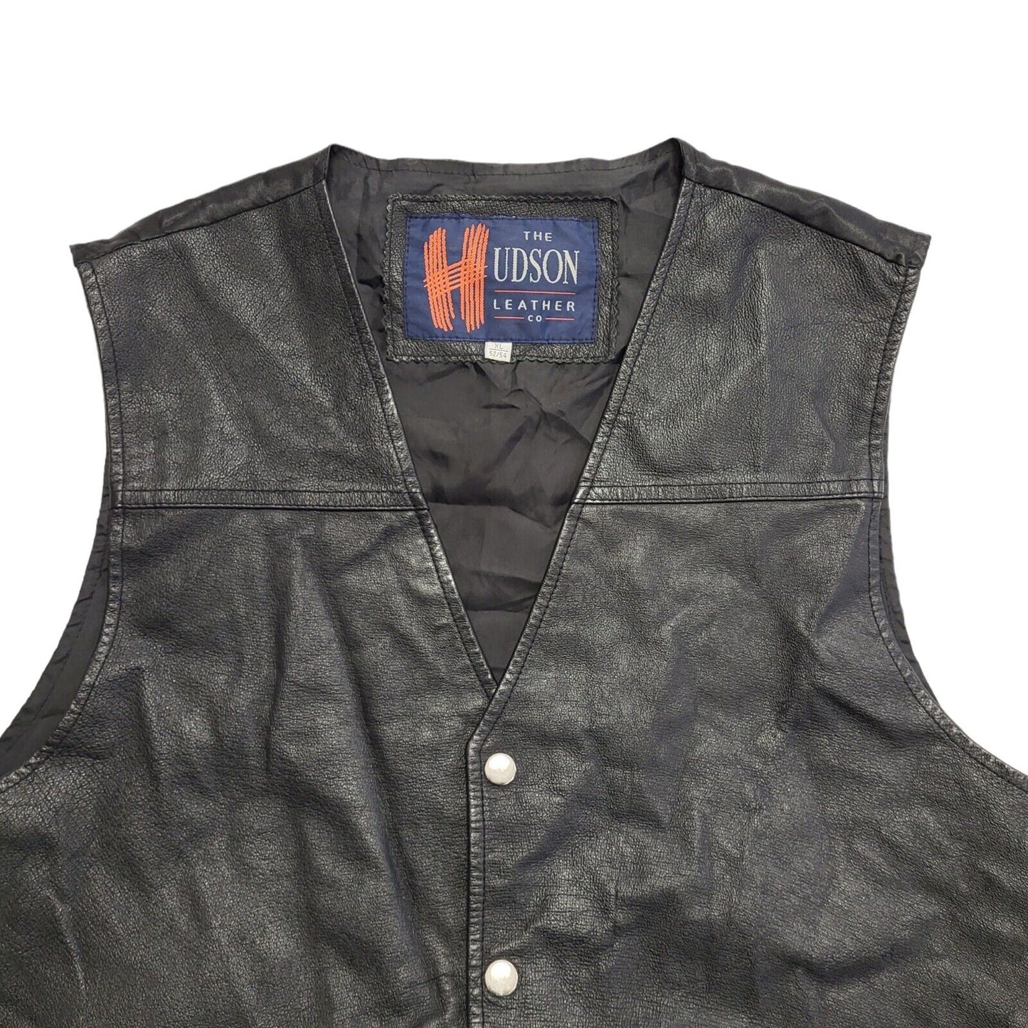 The Hudson Leather Co 80's Black Leather Waistcoat Mens Size XL