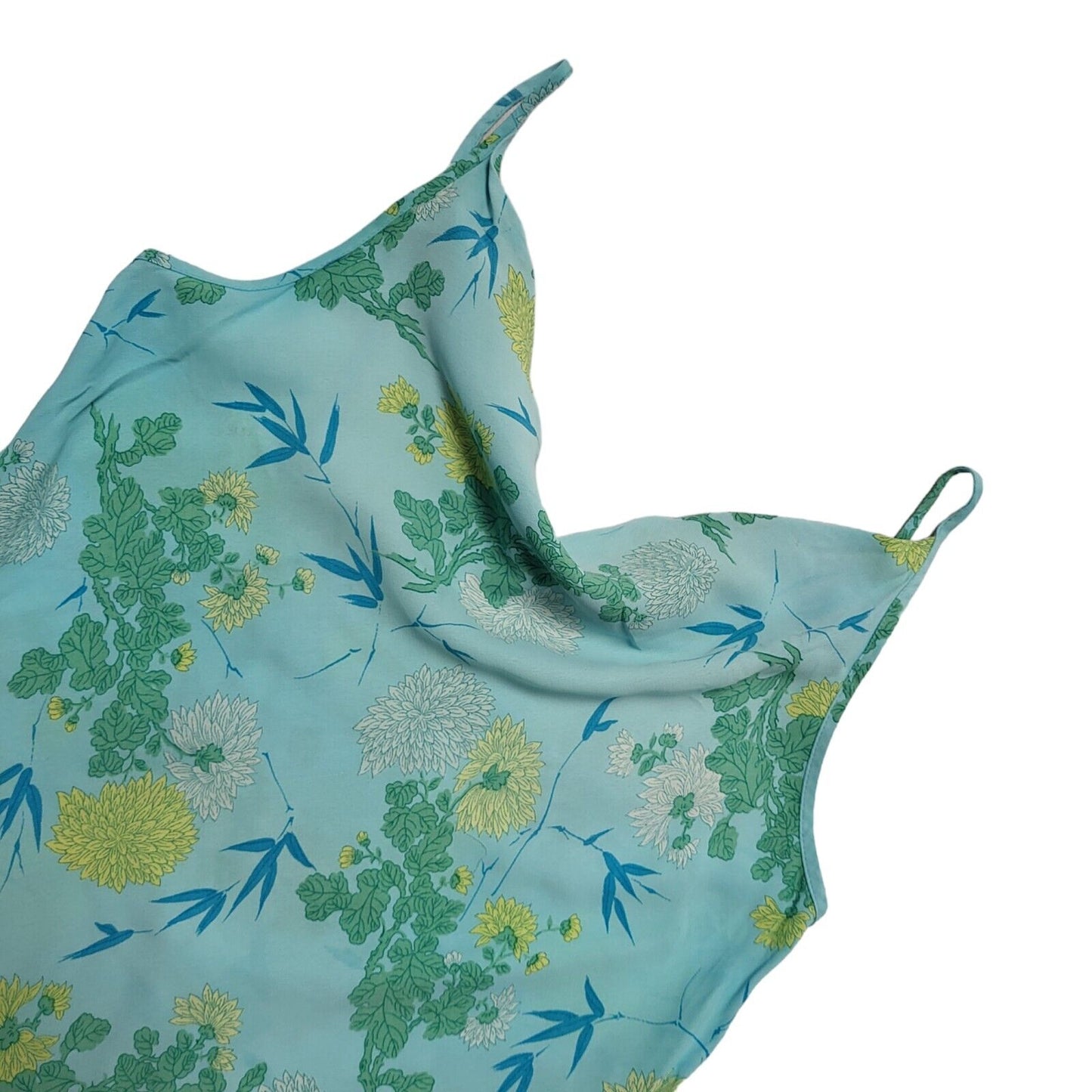 M&S Y2k Blue Yellow Floral Sleeveless Daywear Dress Uk Women's Size 14