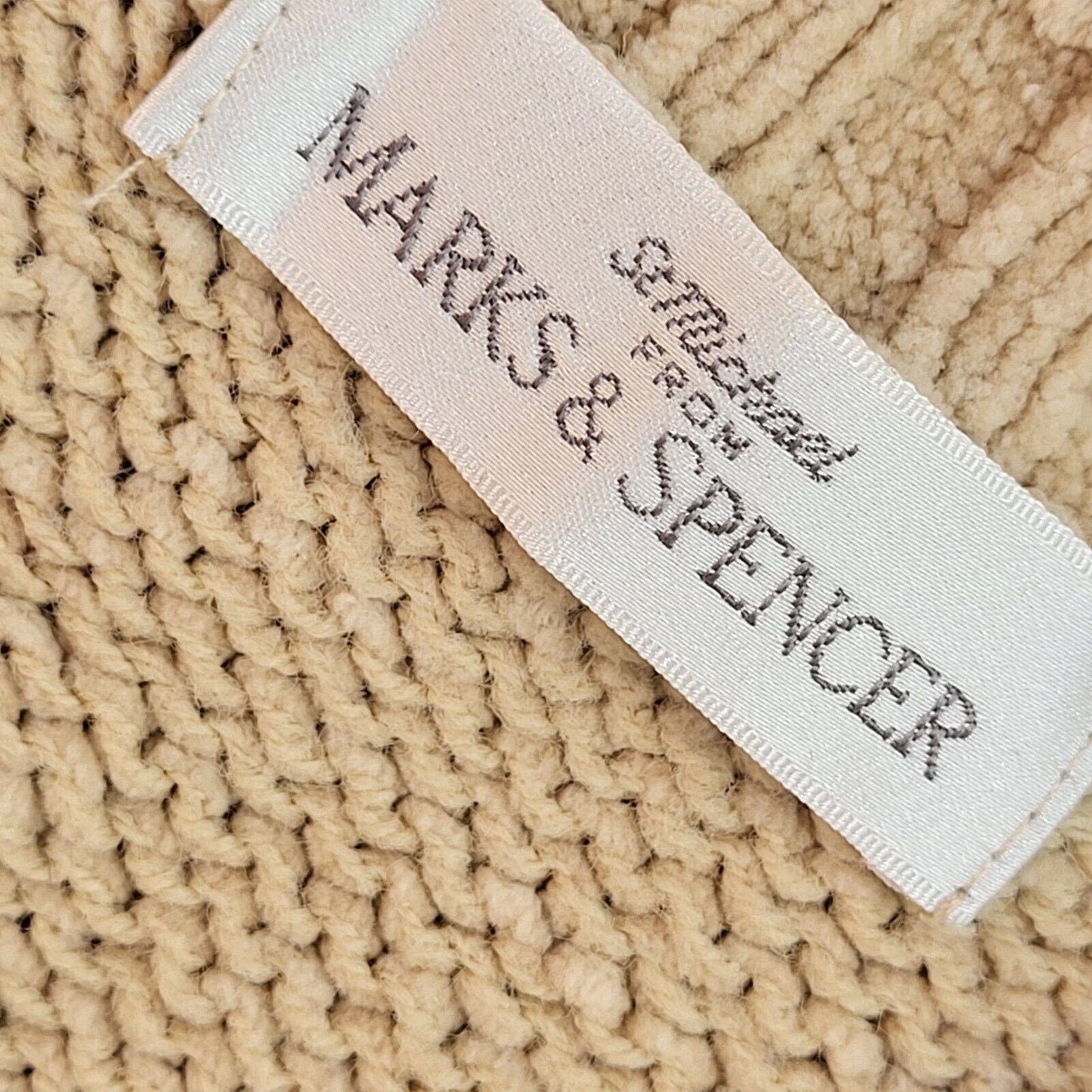 M&S Vintage 90's Beige V-Neck Jumper UK Men's Size Medium