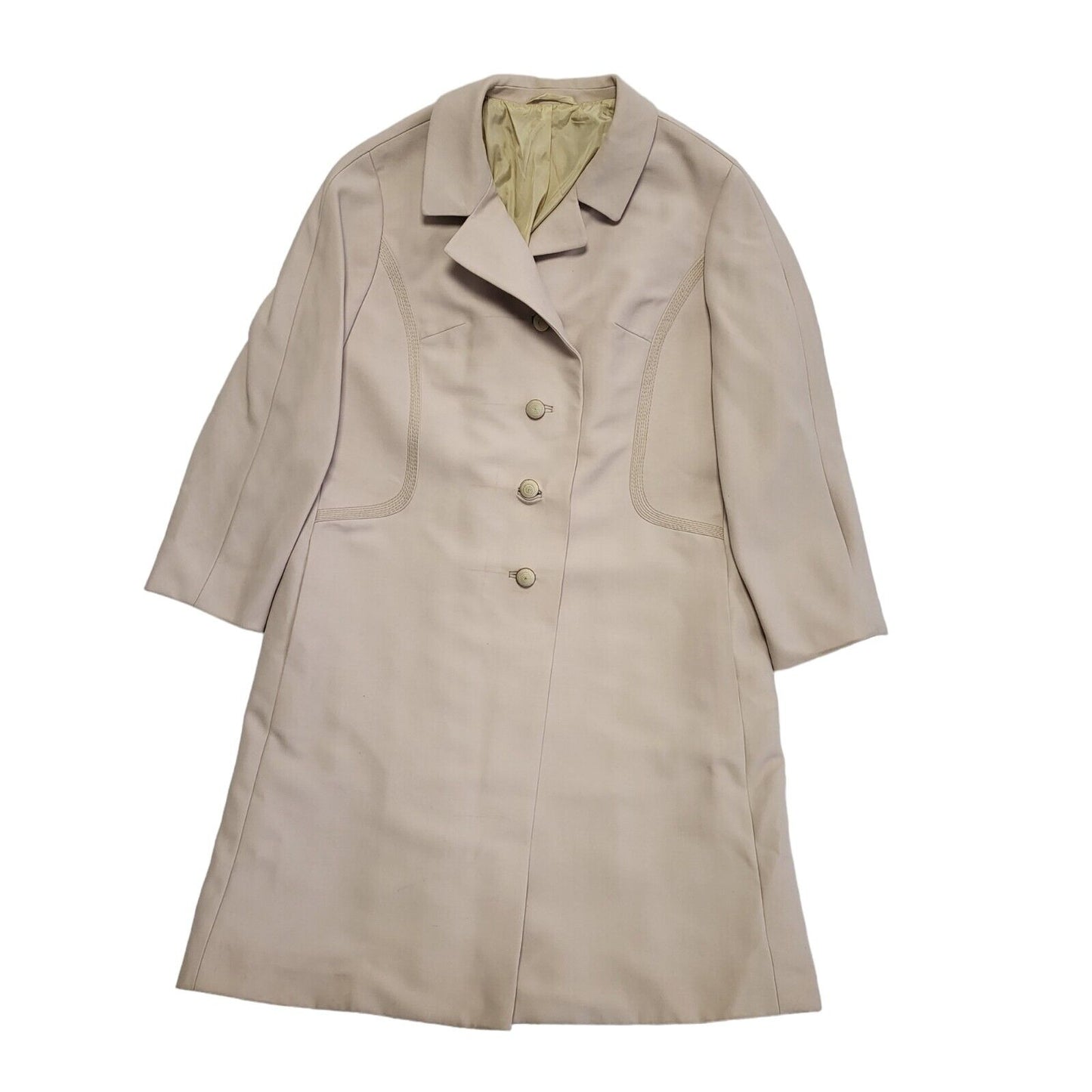 60s Vintage Cream Wool Overcoat Uk Women's Size 14/16
