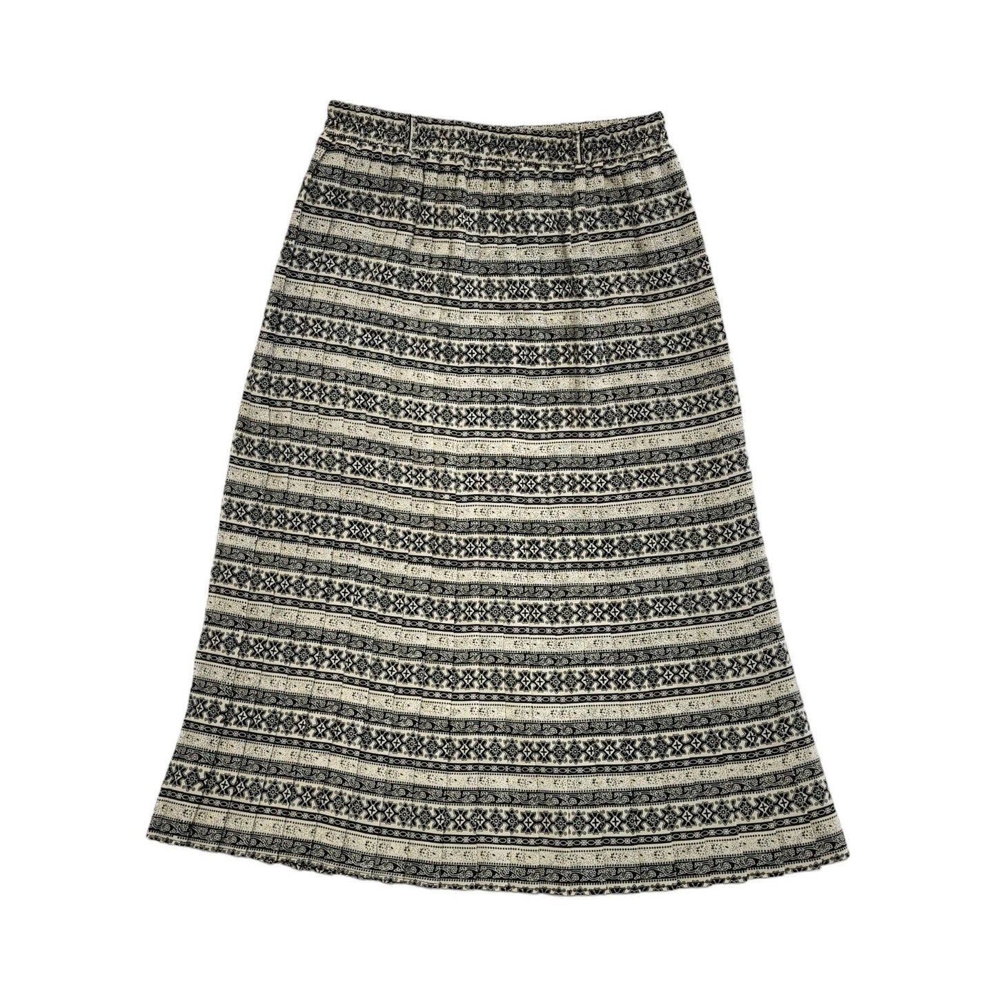 Vintage 90's Black & Beige Pleated Midi Skirt A-Line Womens UK 14 W32