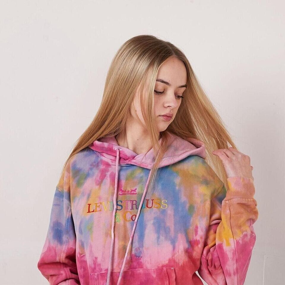 Levi's Vintage 90's Tie-Dye Pullover Drawstring Hoodie Womens UK Size XXS