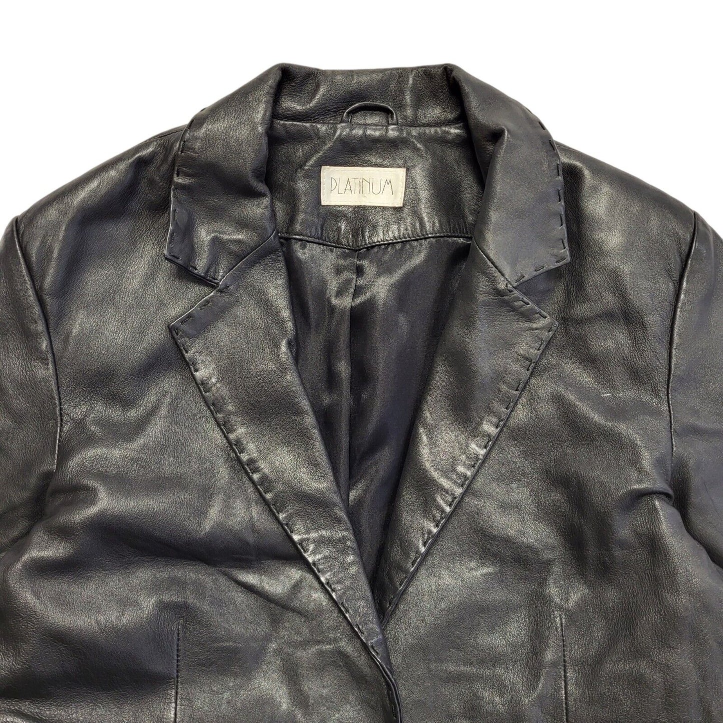 Platinum Vintage 80s Black Leather Jacket Uk Women's Size Large