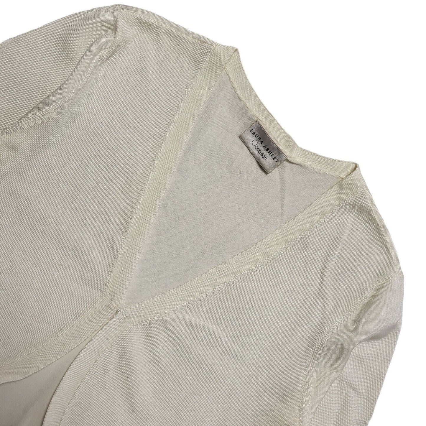 Laura Ashley Y2K Vintage Cream Cropped Thin Knit Cardigan Women's L 12
