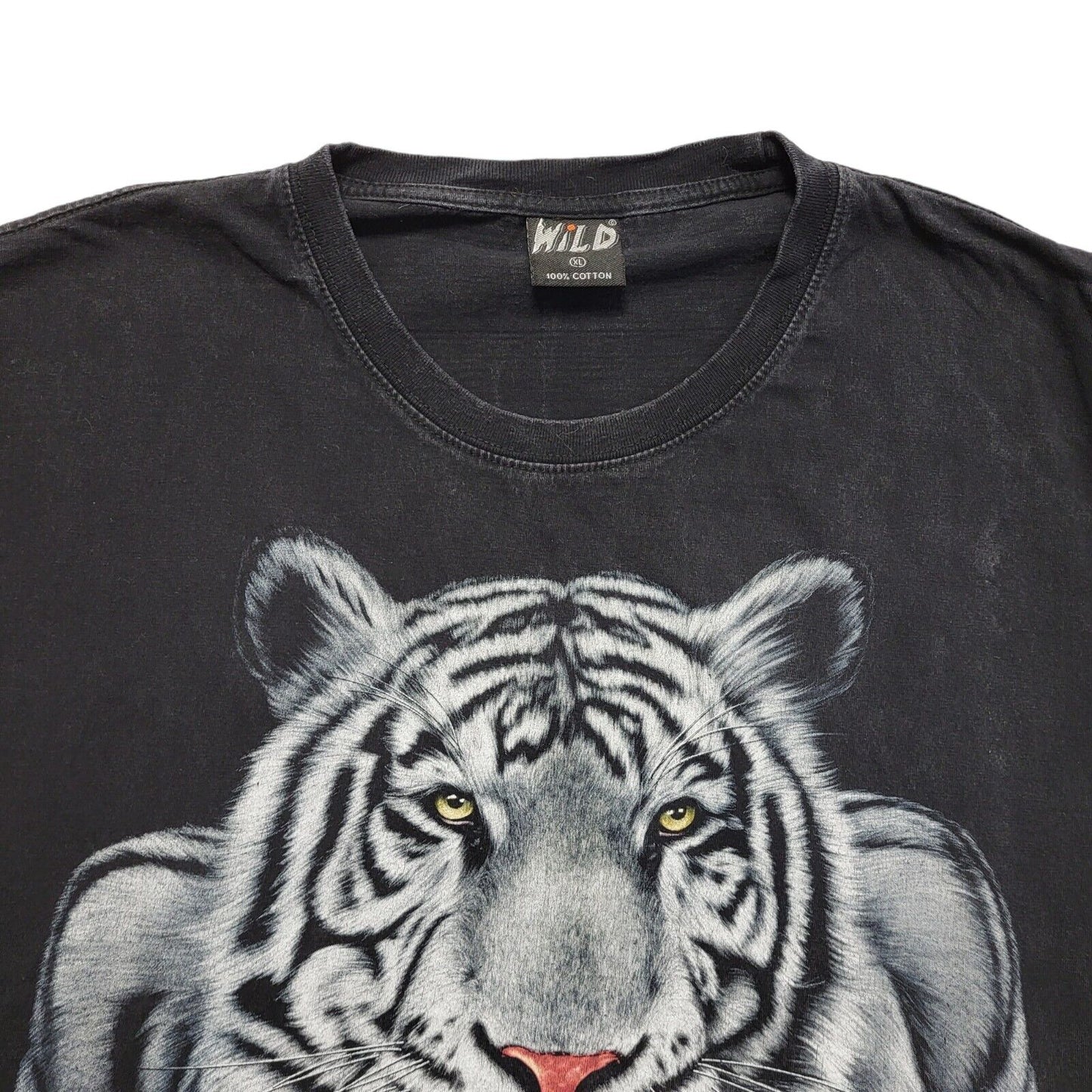 White Tiger Wild Black Vintage 90s Short Sleeve T-Shirt Uk Men's XL