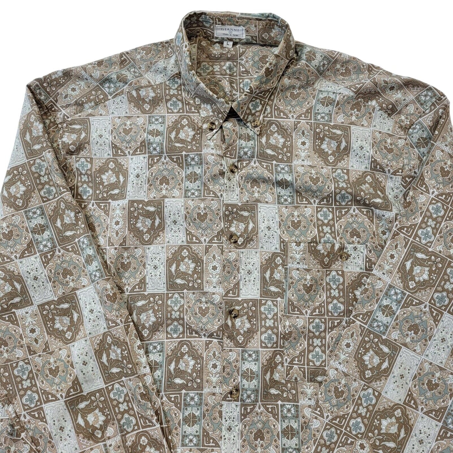 Gianni 90s Vintage Retro Abstract Long Sleeve Shirt Men's Size L