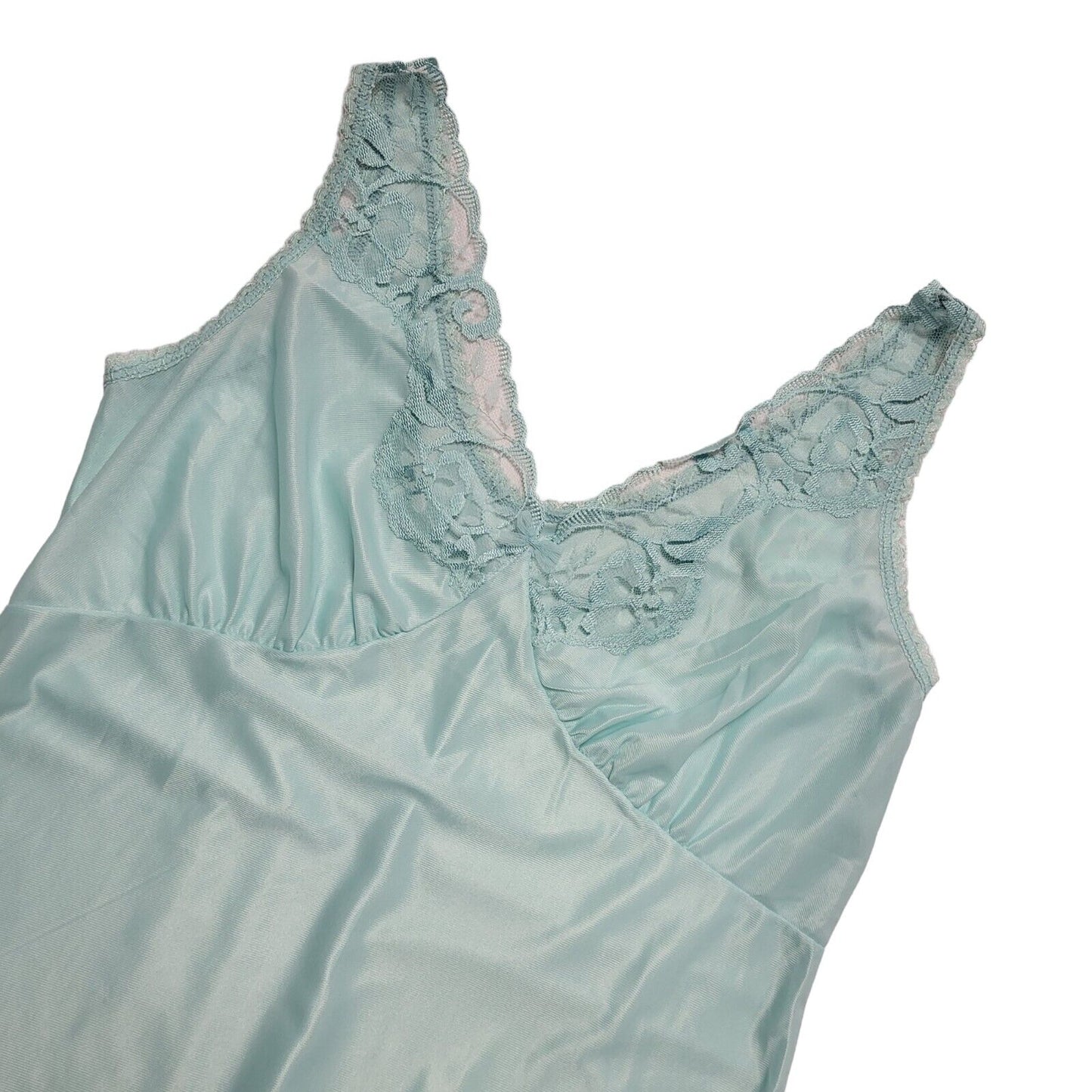 Textil 70s Vintage Light Blue Nightie Slip Dress Women's Size Large