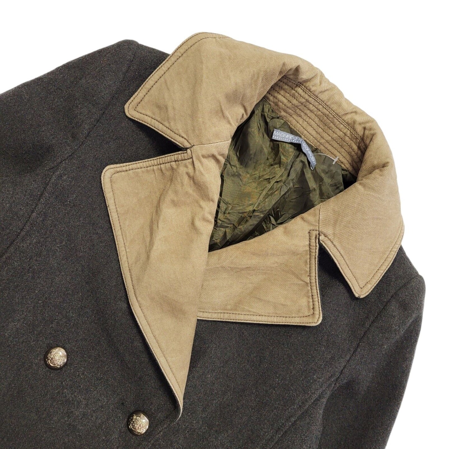 Magnifico Brown 80s Vintage Wool Button Jacket Uk Women's Size Small