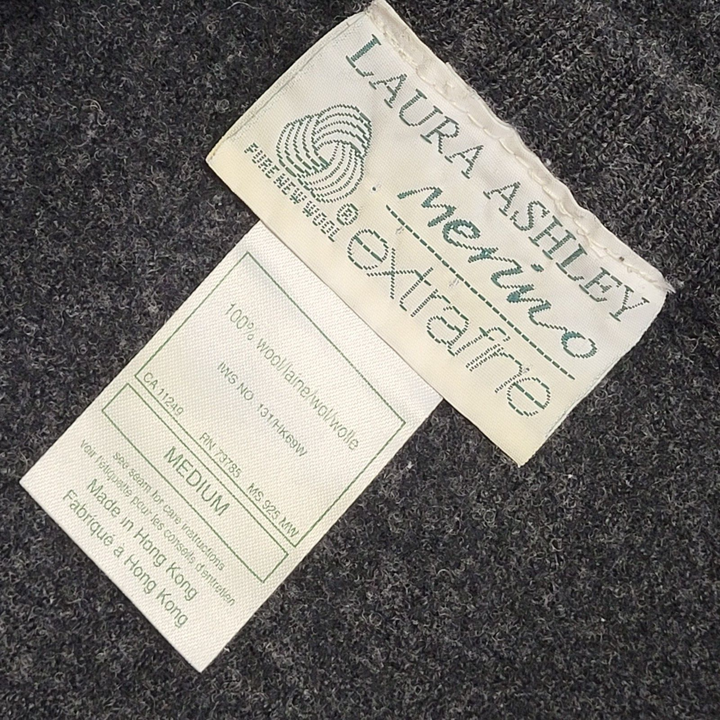 Laura Ashley Grey Merino Wool Vintage 90's Pencil Zip Skirt Women's Size M W28