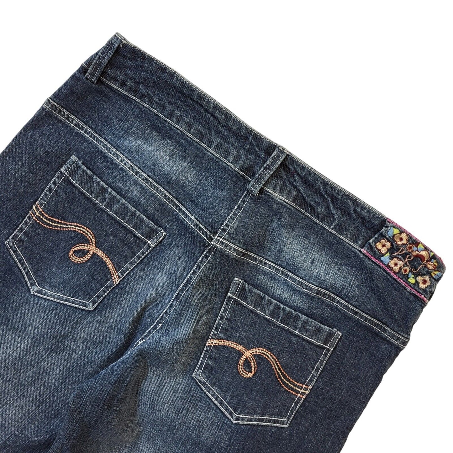Peace & Love Y2K Vintage Faded Blue Cropped Denim Jeans Women's Size XL W32 L25