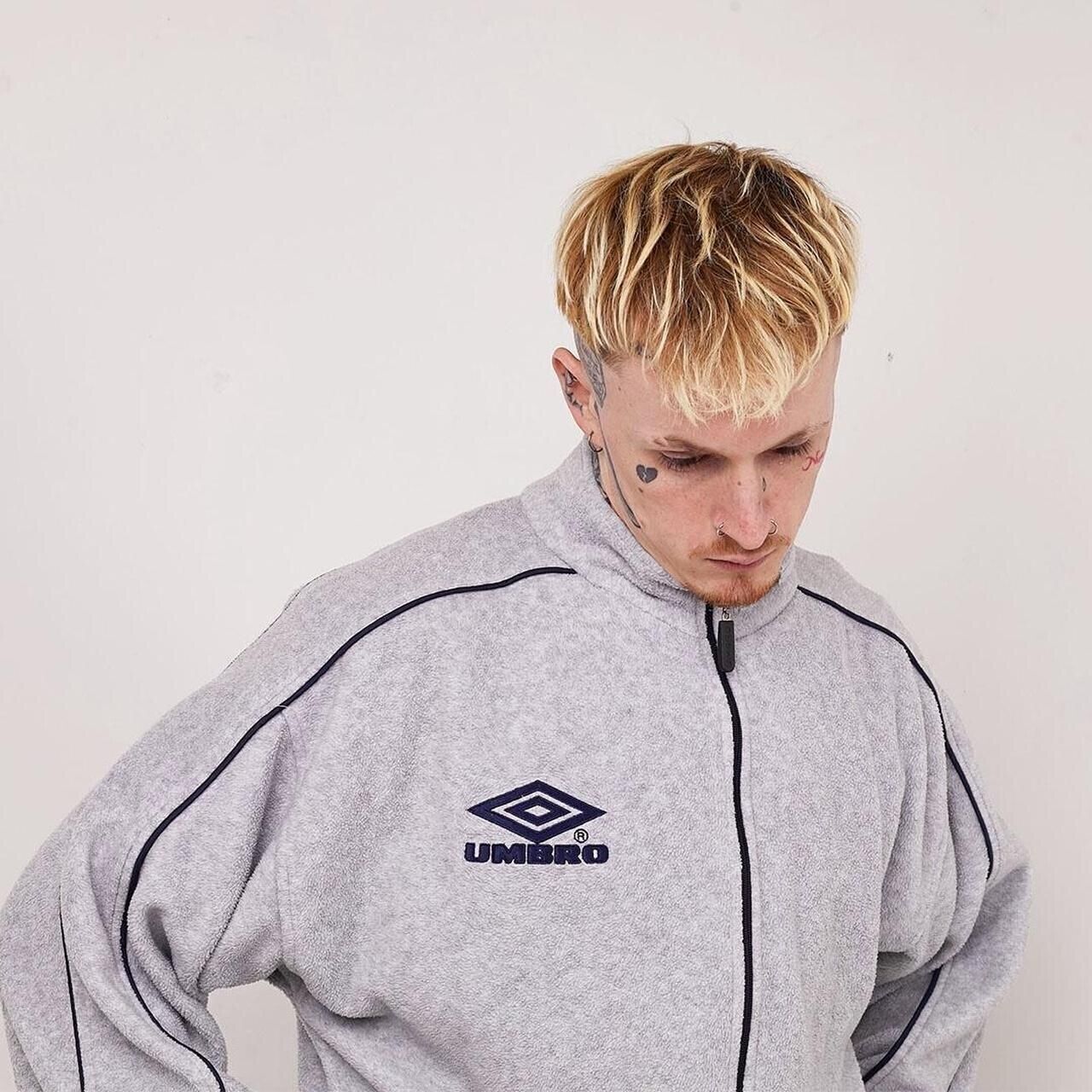 Umbro Grey Vintage 90's Fleece Track Top Jacket UK Men's Size XL